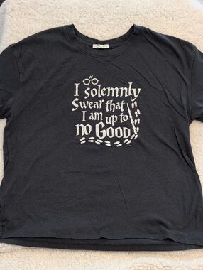 Maurices Black Graphic Tee with White Print